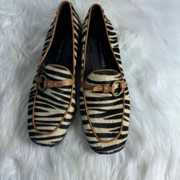 Sesto Meucci Zebra Print Calf Hair Bit Loafers Sz 6 - Picture 3 of 5